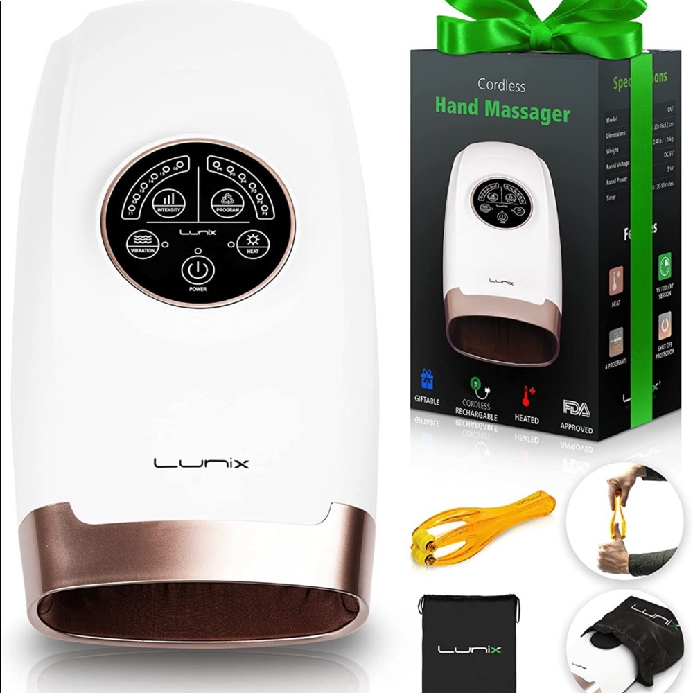 Lunix LX3 Cordless Electric Hand Massager with Compression, New in package